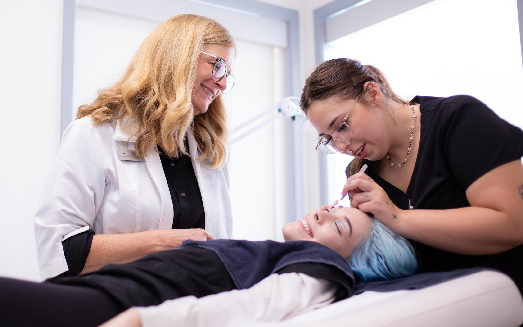 VIU esthetics student and instructor